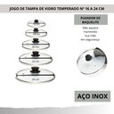 Ver imagem 5 de Jogo Tampa de Vidro Panela Caçarola Frigideira 16 18 20 22 24 Original