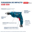 Ver imagem 3 de Furadeira de Impacto 550 Watts Gsb 550 Re 127 Volts + Kit X-Line 7 Brocas com Maleta - 0615A00114-00
