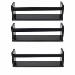 2 Prateleiras Para Livros Infantil Jumbo Mdf Preto 50 Cm - 2