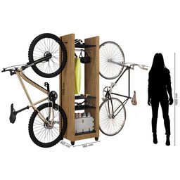 Armário Multiuso Para Bicicleta Bike Duo Space Freijó/Preto Velutto - Móveis Leão - 4