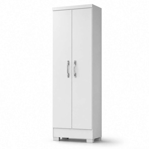 Armário Multiuso 2 Portas 4 Prateleiras Alto 100% MDP Móveis Branco