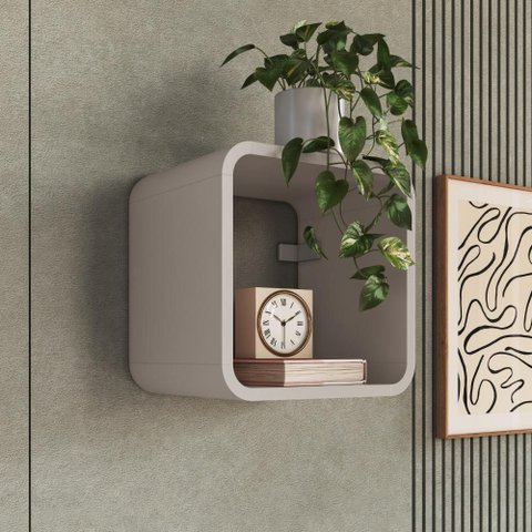 Prateleira Suspensa Nicho Simples Linha Curve 30cm Bege Dunas - Completa Móveis