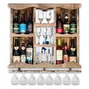 Ver imagem 1 de Adega Barzinho em Madeira Maciça com Espelho Cristaleira e Porta Taças - Rústica