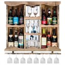 Ver imagem 1 de Adega Barzinho em Madeira Maciça com Espelho Cristaleira e Porta Taças - Rústica