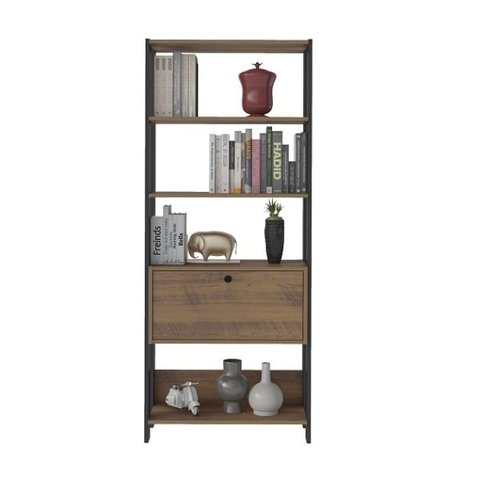 Estante Match para Livros e Objetos com 01 Porta Basculante e 4 Prateleiras- Artely