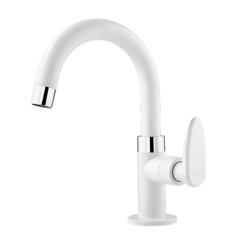 Torneira de Mesa Bica Alta para Banheiro Allure Viqua Branco