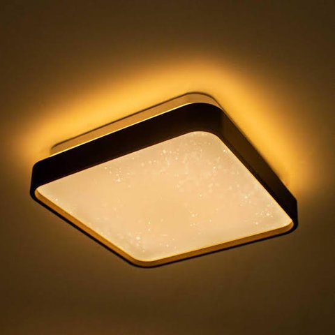 Lustre Plafon Led Metal Black 24w 40x40 Céu Estrelado Branco Quente 3000k Bivolt