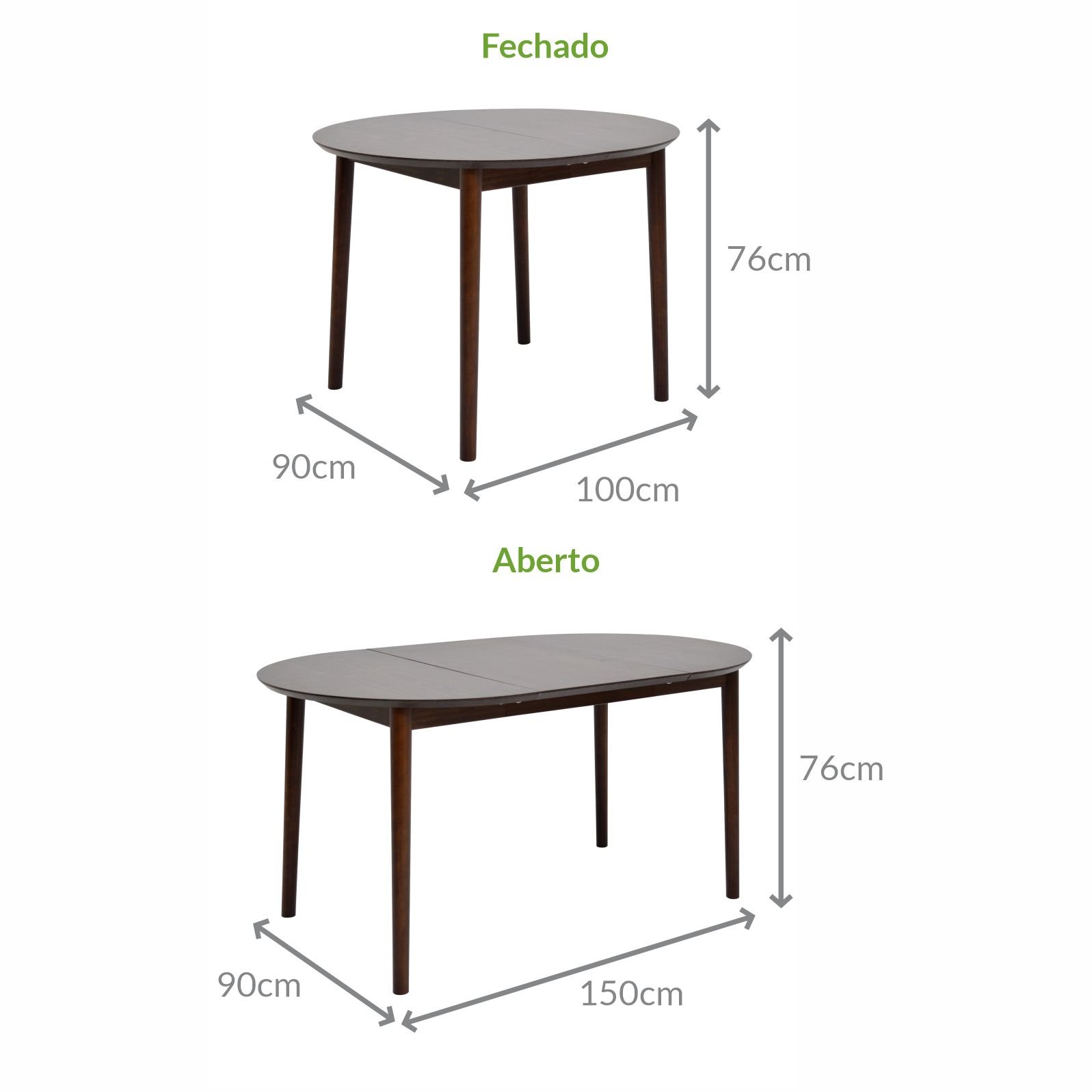 Mesa Redonda Extensível até 150cm Hono - Iaza Móveis - 6