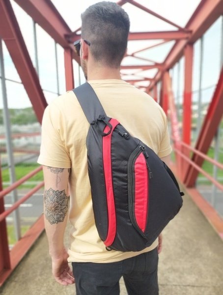 MOCHILA BOLSA TRANSVERSAL TIRACOLO POCHETE SAIDA PARA FONE:Vermelho - 3