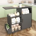 Ver imagem 3 de Balcão de Cozinha  1 Porta 84 cm com Prateleiras Porta Garrafas e Rodízios para Café e Bar