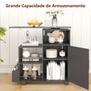 Ver imagem 4 de Balcão de Cozinha  1 Porta 84 cm com Prateleiras Porta Garrafas e Rodízios para Café e Bar