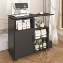 Ver imagem 2 de Balcão de Cozinha  1 Porta 84 cm com Prateleiras Porta Garrafas e Rodízios para Café e Bar