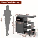Ver imagem 6 de Balcão de Cozinha  1 Porta 84 cm com Prateleiras Porta Garrafas e Rodízios para Café e Bar