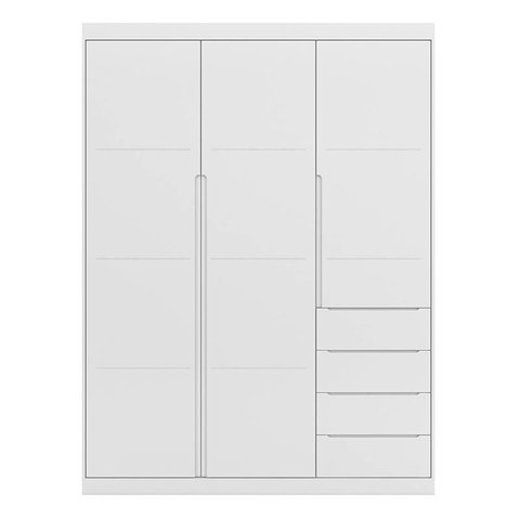 Guarda Roupa Infantil Pietra 3 Portas e 4 Gavetas Branco - PR Baby