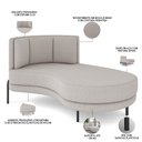 Ver imagem 3 de Sofá Chaise Longue Sala de Estar Living Lucca Direito D02 Bouclê Bege B-62 - Lyam Decor