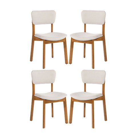 Kit 4 Cadeiras de Jantar Frame em Madeira Estofada Camurça Bege Claro N12 Rmi