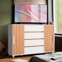 Ver imagem 1 de Cômoda para Tv até 65 Polegadas 4 Gavetas Branco Nature Flex Evident Shop Jm