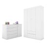 Quarto Infantil Mirella com Guarda Roupa 4 Portas e 2 Gavetas + Cômoda e 1 Porta Branco - 4