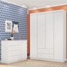Quarto Infantil Mirella com Guarda Roupa 4 Portas e 2 Gavetas + Cômoda e 1 Porta Branco - 1