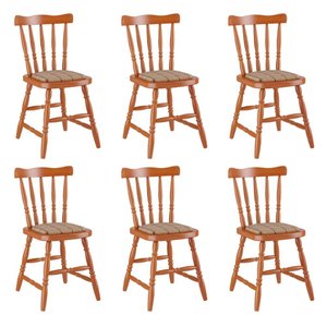 Conjunto com 6 Cadeiras de Jantar Madeira Maciça com Estofado Multimóveis Cr50090