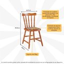 Ver imagem 2 de Conjunto com 6 Cadeiras de Jantar Madeira Maciça com Estofado Multimóveis Cr50090