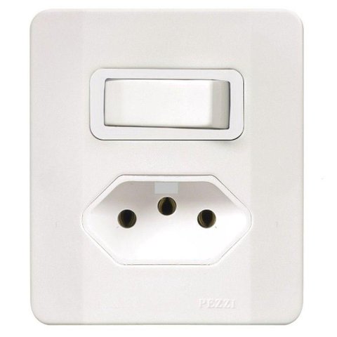 Interruptor 1 Tecla Simples + Tomada 2p+t 20a C/caixa Sobrepor Branca 64507 - Pezzi