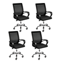 Ver imagem 6 de Kit 4 Cadeiras de Escritório Diretor Roma Preta Assento Madeira Multilaminada Encosto Mesh Preto