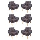 Ver imagem 1 de Kit 6 Poltronas de Luxo Opala Suede - Cinza