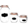 Conjunto 3 Potes Vidro Hermético Com Trava Redondo - 1