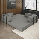 Ver imagem 5 de Sofá Cama Colchão Casal Compactair Confortável Sala Balaqui Cor:cinza Claro