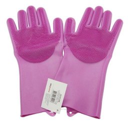 Luva De Silicone Lava Louça Par Macio Limpeza Vermelha - 1