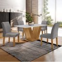 Ver imagem 1 de Conjunto Sala de Jantar Mesa Tampo MDF 4 Cadeiras Espanha Yescasa