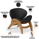 Ver imagem 4 de Kit 4 Poltronas Decorativa Orgânica Sala Living Kadosh L02 Couríssimo Preto Brilho - Lyam Decor