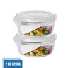 Conjunto 2 Pote Vidro 620Ml Hermético Marmita Tampa 4 Travas - 2