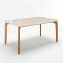 Ver imagem 2 de Mesa para Sala de Jantar 160x90cm Pés Madeira Maciça e Tampo MDF Off com Vidro Off Honda