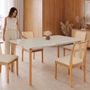 Ver imagem 4 de Mesa para Sala de Jantar 160x90cm Pés Madeira Maciça e Tampo MDF Off com Vidro Off Honda