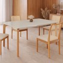 Ver imagem 1 de Mesa para Sala de Jantar 160x90cm Pés Madeira Maciça e Tampo MDF Off com Vidro Off Honda