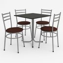 Ver imagem 1 de Conjunto Mesa Cinza 70x70cm Tampo Preto com 4 Cadeiras Epoxi