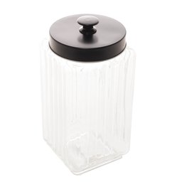 Pote de Vidro Com Tampa de Metal Preto Vegas 2,3 Litros Lyor - 1