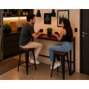 Ver imagem 3 de Mesa Jantar Aparador Bancada Alta Industrial 100x30cm Tampo Vermelho Pés Preto