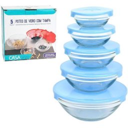 Pote De Vidro Redondo Com Tampa Casa Onze 5 Peças - 1