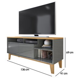 Rack Bancada Tauros 2 Portas TV 55 136x69 Cinza/Tauari - 6