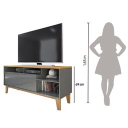 Rack Bancada Tauros 2 Portas TV 55 136x69 Cinza/Tauari - 7