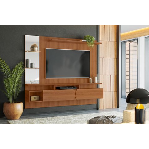 Painel para Tv até 55 Sala de Estar com Espelho Intense Lukaliam:jequitiba