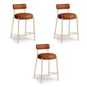 Ver imagem 5 de Banqueta Cozinha Média com Encosto Industrial Champanhe Kit 3 Londres PU D03 - D'Rossi
