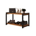 Ver imagem 2 de Mesa de Centro Sapateira Hall de Entrada Sala Aço Mdf Moderna Base Preta Prateleiras Canela
