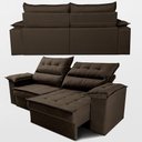 Ver imagem 3 de Sofá Retrátil e Reclinável 2,60m com Molas e Espuma D33 Thunder Velusoft Café Cama Inbox