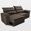 Ver imagem 2 de Sofá Retrátil e Reclinável 2,60m com Molas e Espuma D33 Thunder Velusoft Café Cama Inbox