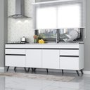 Ver imagem 1 de Kit 2 Balcões Gabinete Pia 150 Cm E Cooktop 70 Cm Veneza Multimóveis Mp2073.964 Branco