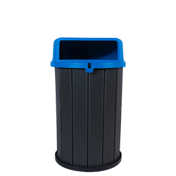 Lixeira Madeira Plástica 100 Litros - 70 Cm:cinza/azul - 1